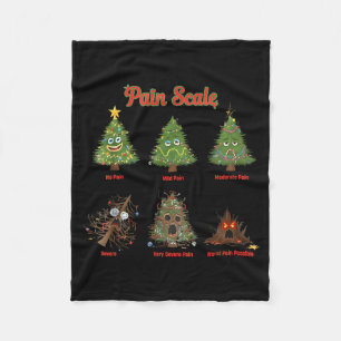 Pain Scale Snowman Nurse Christmas Tree Snow Pajam Fleece Blanket