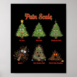 Pain Scale Snowman Nurse Christmas Tree Snow Pajam Poster