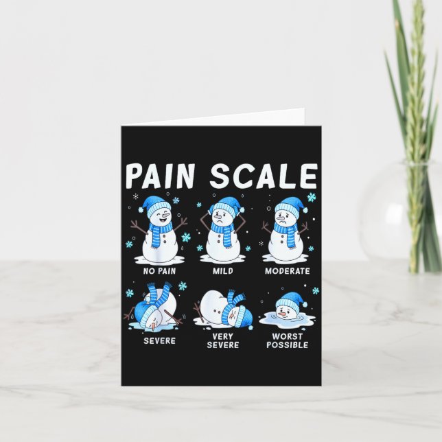 Pain Scale Snowman Nurse Christmas Xmas Snow Pajam Card (Front)