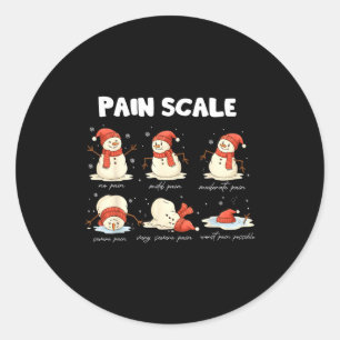 Pain Scale Snowman Nurse Christmas Xmas Snow Pajam Classic Round Sticker
