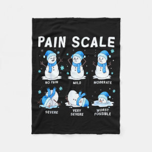 Pain Scale Snowman Nurse Christmas Xmas Snow Pajam Fleece Blanket