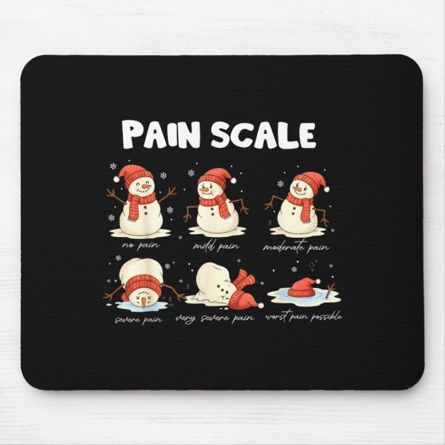 Pain Scale Snowman Nurse Christmas Xmas Snow Pajam Mouse Pad (Front)