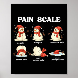 Pain Scale Snowman Nurse Christmas Xmas Snow Pajam Poster