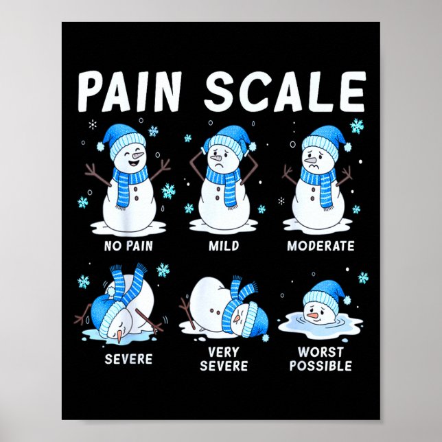 Pain Scale Snowman Nurse Christmas Xmas Snow Pajam Poster (Front)
