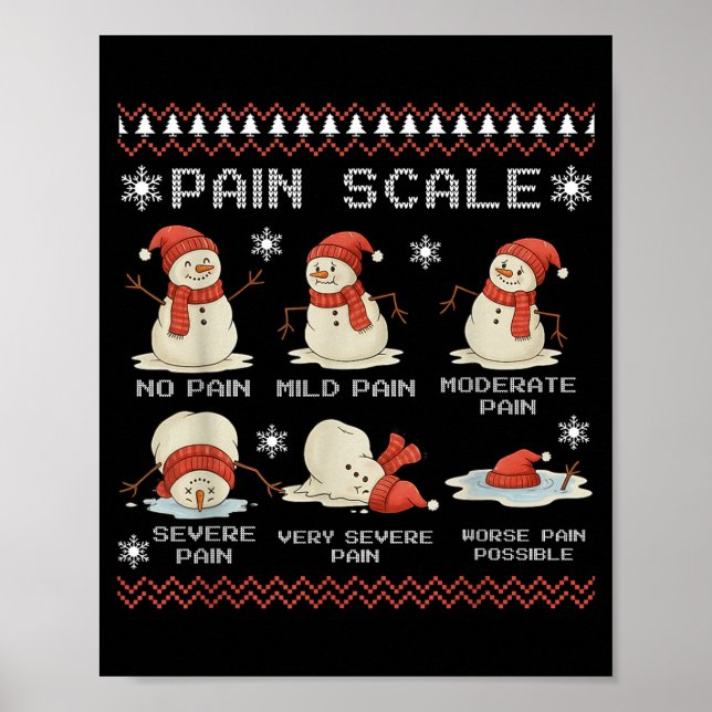 Pain Scale Snowman Pain Essment Trauma Nurse Ugly  Poster (Front)