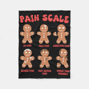 Pain Scale Trauma Nurse Christmas Gingerbread Man  Fleece Blanket