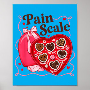 Pain Scale Valentines Funny Nurse Doctor Medical Poster