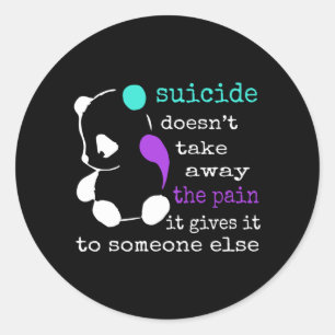 Pain Semicolon Gift Prevention Awareness Classic Round Sticker