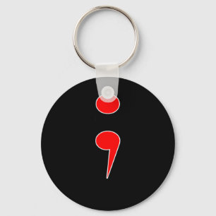 Pain Semicolon Prevention Awareness Design 4 Key Ring