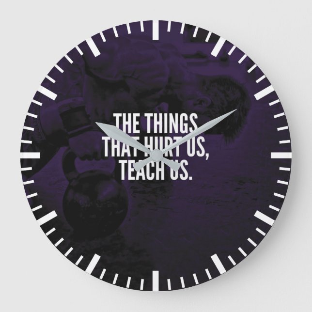 Pain - Workout Inspirational Words - Kettlebell Large Clock (Front)
