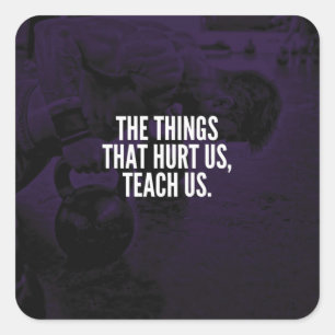 Pain - Workout Inspirational Words - Kettlebell Square Sticker