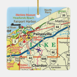 Painesville Ohio Map Ceramic Ornament