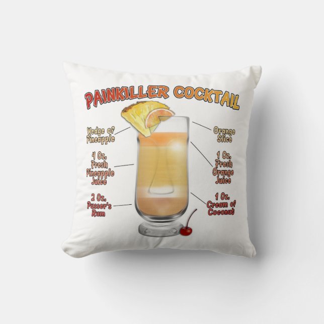 PAINKILLER Cocktail Recipe Art   Cushion (Front)