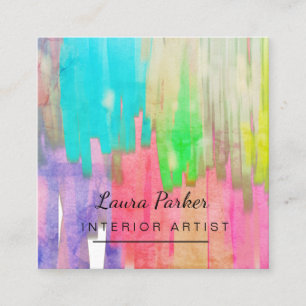 Paint Abstract Modern Watercolor Minimal Artist Square Business Card