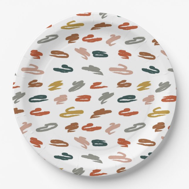Paint Abstract Pattern Paper Plate (Front)