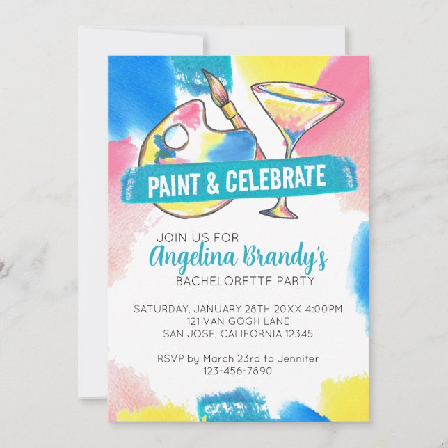 Paint and Sip Bachelorette Party Invitation (Front)