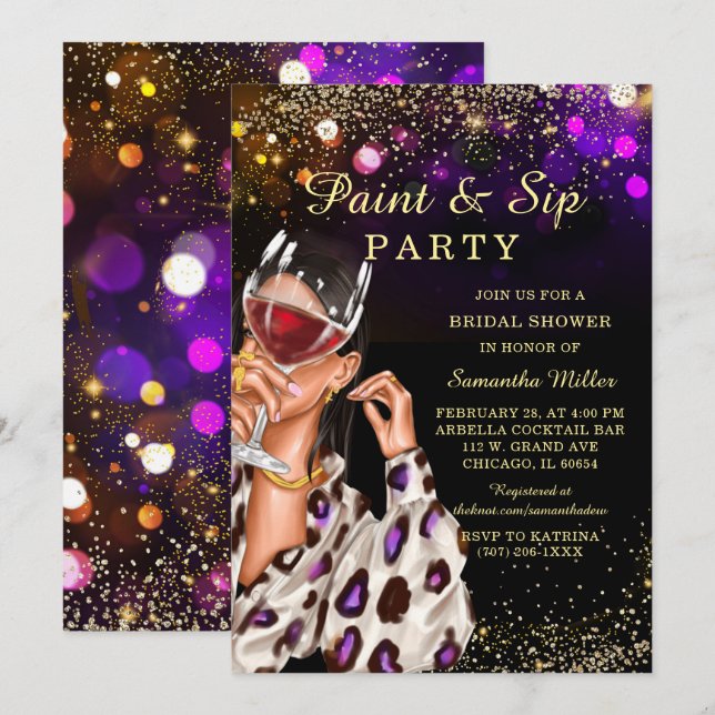 Paint and Sip Bridal Shower Invitation (Front/Back)