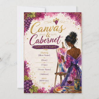 Paint and Sip Invitation Canva & Cabernet