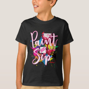 Paint and Sip Party Art Night Wine Canvas Novelty  T-Shirt