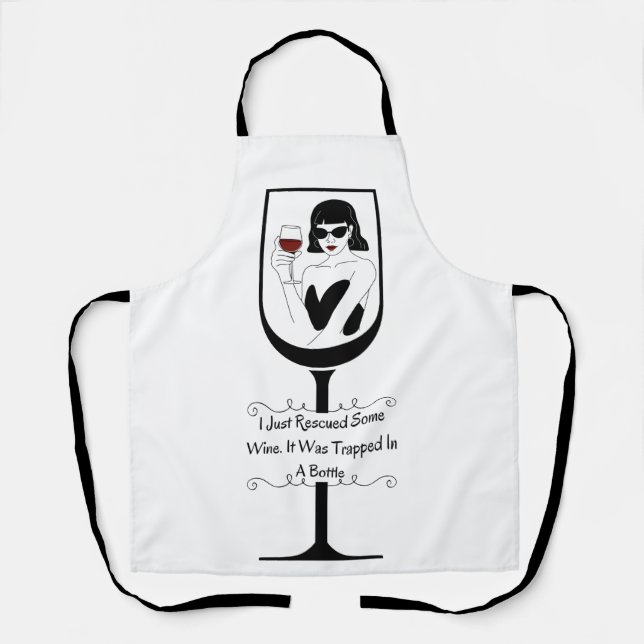 Paint and Sip Trapped Wine Humour Apron (Front)