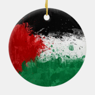 Paint Art Grunge Palestine Flag Ceramic Ornament