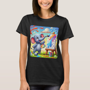 Paint Away the Stress – Colourful Elephant Art T-Shirt