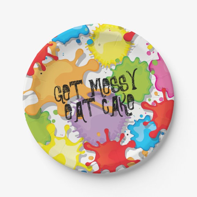 Paint Ball colourful splatters paper plates (Front)