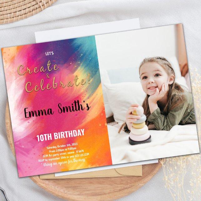 Paint Birthday Invitation with Photo (Paint Birthday Invitations with photo)