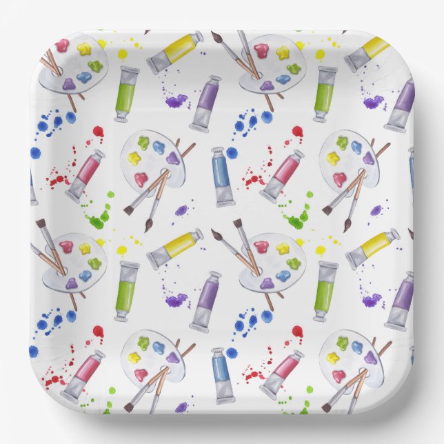 Paint Birthday Party Art Crafts Paper Plate (Front)