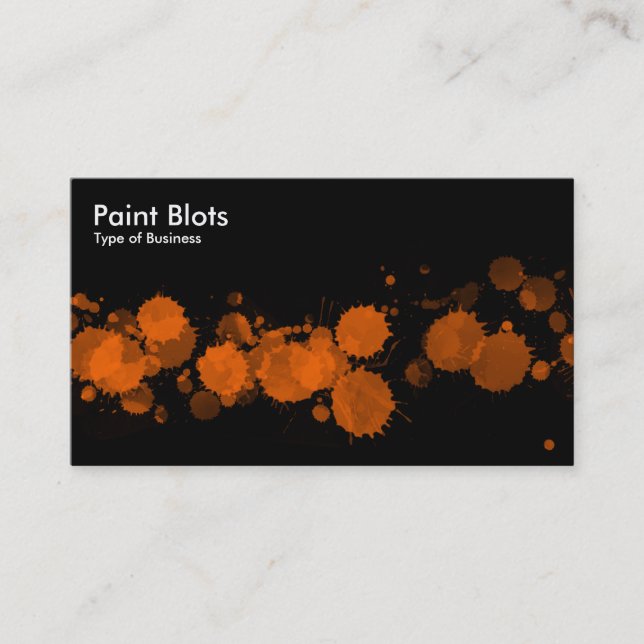 Paint Blots - Orange on Black Business Card (Front)