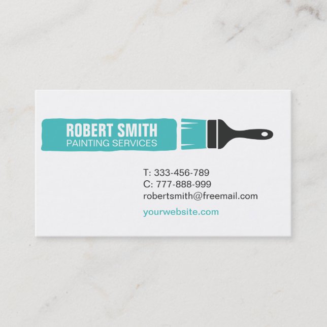 Paint Brush And Trail Painting Business Card (Front)