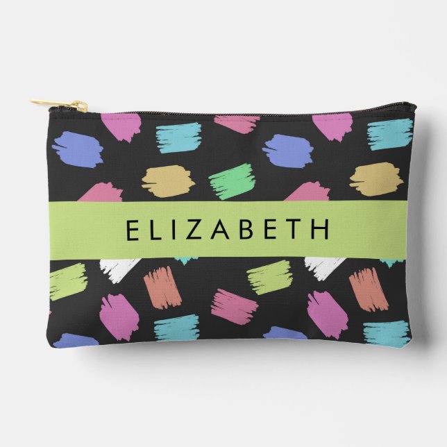 Paint Brush, Colourful Brush Strokes, Your Name Accessory Pouch (Front)