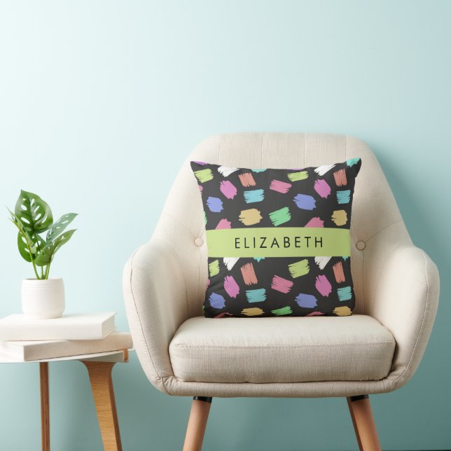 Paint Brush, Colourful Brush Strokes, Your Name Cushion (Chair)