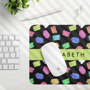 Paint Brush, Colourful Brush Strokes, Your Name Mouse Pad