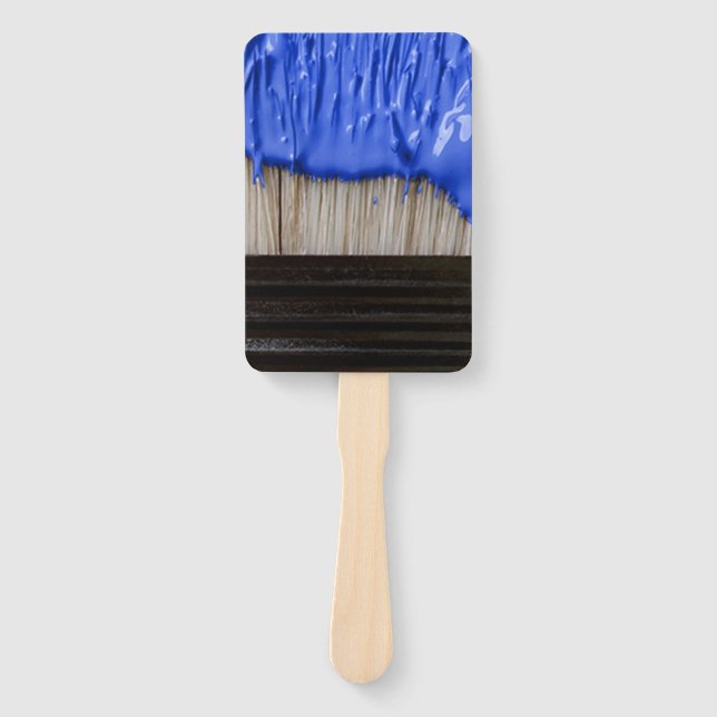 Paint Brush Dripping Blue Paint Hand Fan (Front)