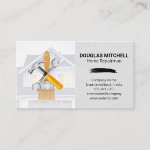 Paint Brush Hammer Wrench Residential Home Business Card