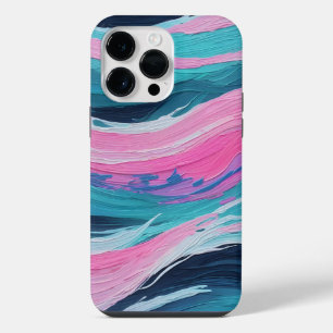 Paint Brush Stroke Abstract Ocean Waves Neon Colou iPhone 14 Pro Max Case