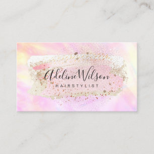 paint brush stroke and faux glitter business card