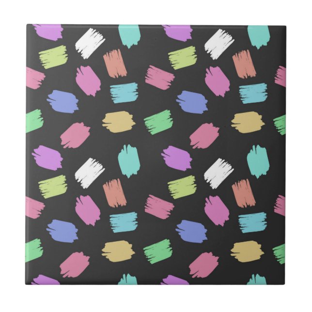 Paint Brush Strokes, Colourful Brush Strokes Ceramic Tile (Front)