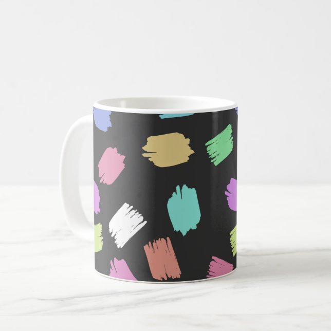 Paint Brush Strokes, Colourful Brush Strokes Coffee Mug (Front Left)