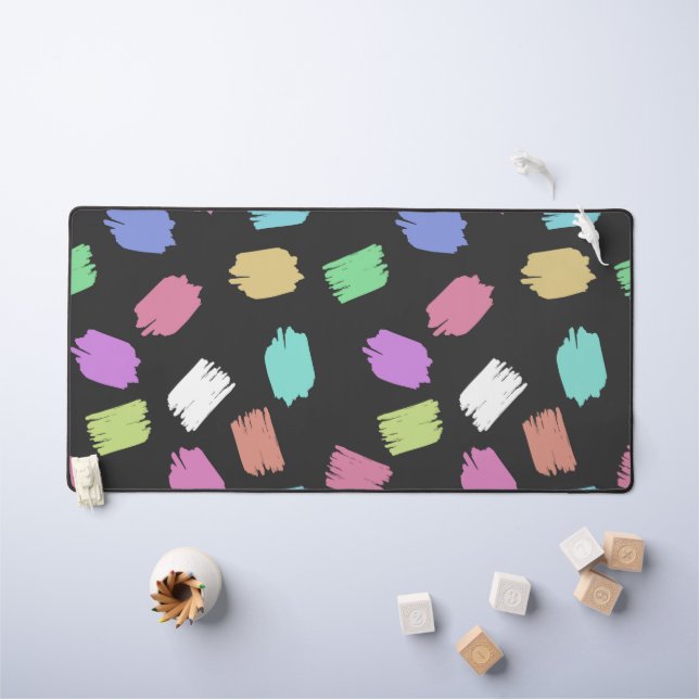 Paint Brush Strokes, Colourful Brush Strokes Desk Mat (Kids Table)