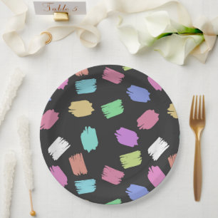Paint Brush Strokes, Colourful Brush Strokes Paper Plate