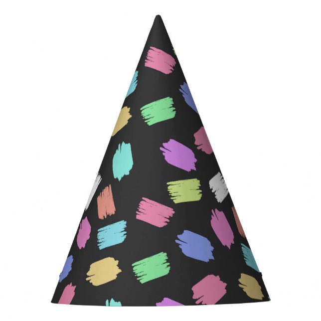 Paint Brush Strokes, Colourful Brush Strokes Party Hat (Front)