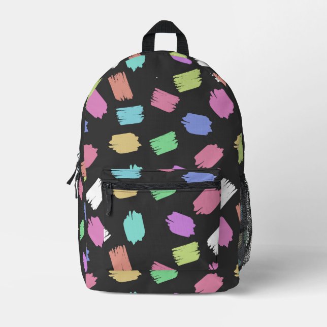 Paint Brush Strokes, Colourful Brush Strokes Printed Backpack (Front)