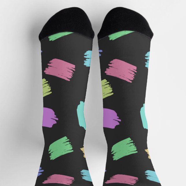 Paint Brush Strokes, Colourful Brush Strokes Socks (Top)