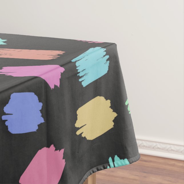 Paint Brush Strokes, Colourful Brush Strokes Tablecloth (In Situ)