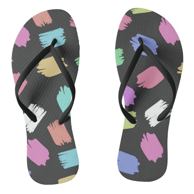 Paint Brush Strokes, Colourful Brush Strokes Thongs (Footbed)