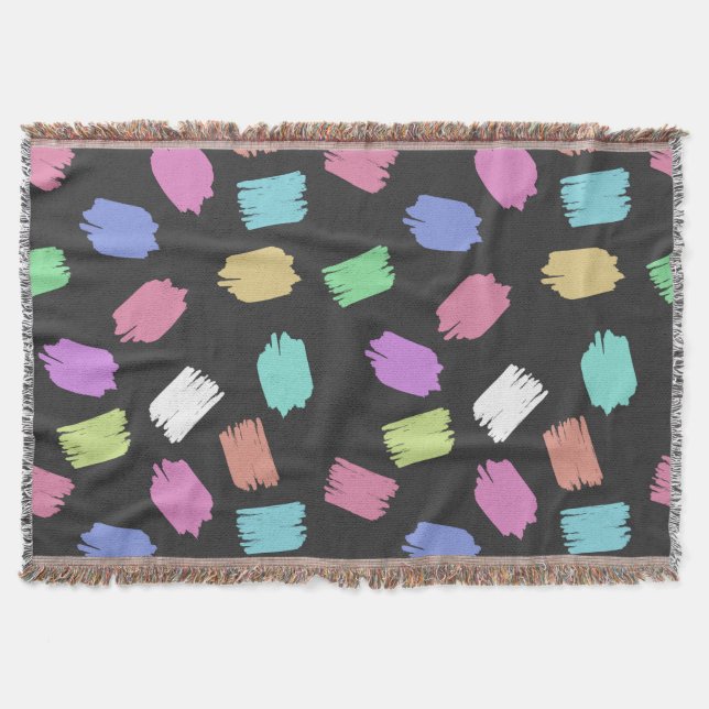 Paint Brush Strokes, Colourful Brush Strokes Throw Blanket (Front)
