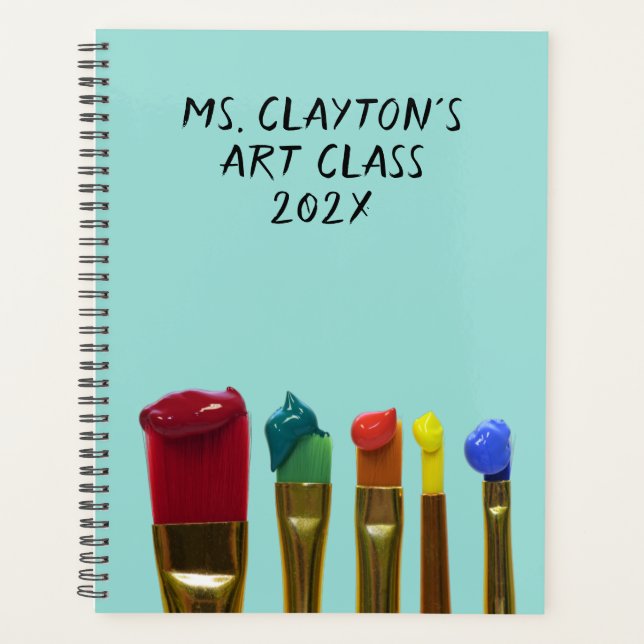 Paint Brushes Art Class Yearly Planner Teacher (Front)