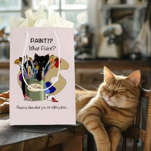 Paint Brushes Pallet Black Kitten Artist Medium Gift Bag